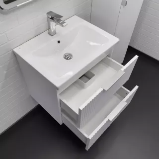 Тумба-умывальник Comforty Лима-60П2 белый матовый с раковиной Como 60